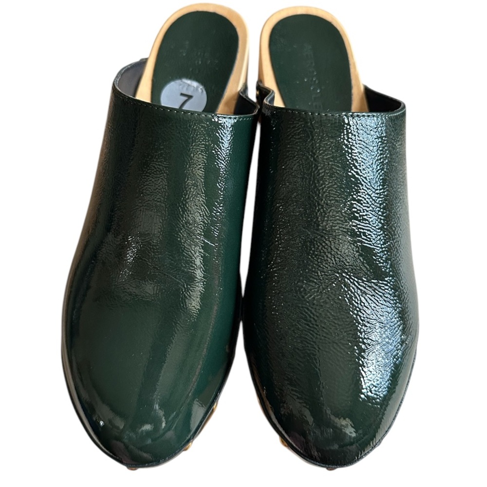 AEROSOLES Holiday 🌲 Green Patent Leather Clogs - Picture 5 of 7
